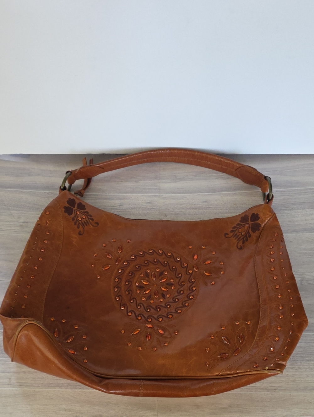 VNTG Wilsons Leather Large Rhinestone Gem Hobo Boho Western Shoulder Handbag - Picture 1 of 16